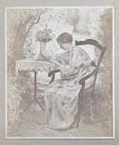 TANARA CU CARTEA IN GRADINA , TABLOU de SAMUEL MUTZNER , REPRODUCERE , FOTOGRAFIE , PERIOADA INTERBELICA