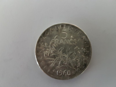 Franta 5 Francs 1960 Argint are 12 gr. foto