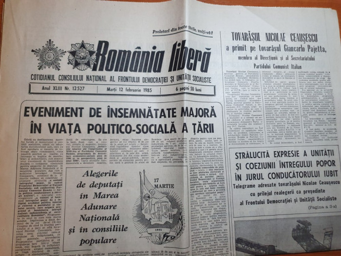 romania libera 12 februarie 1985-art. schela de foraj targu ocna