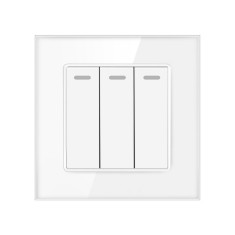 Intrerupator Triplu Cap Scara Cu Panou Din Sticla Securizata Techstar&reg; TGS 01, 220V, 16A, 86 X 86 Mm, Negru, cu 3 Faze