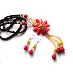 set colier si cercei cu howlite si cristale 45256