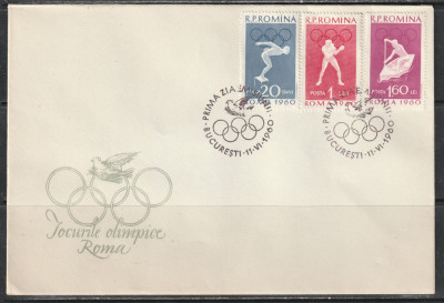 Romania 1960 - #494 Jocurile Olimpice Roma FDC 1v MNH foto