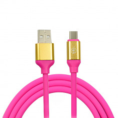 Cablu de date si incarcare 2M Lungime, USB A la TYPE-C roz
