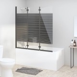 Cabina dus pliabila vidaXL 130x130 cm, 3 panouri, sticla securizata ESG, negru