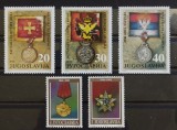 BC105, Iugoslavia 1991, 5 timbre decoratii, medalii