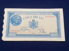 Bancnote Romania - 5.000 lei 2 mai 1944 - seria 0016566 (starea care se vede) foto