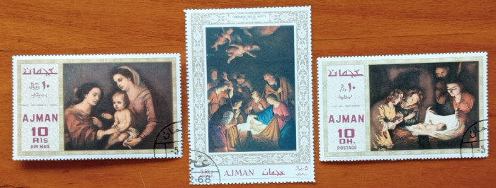 AJMAN-&#039;&#039;PICTURI CELEBRE-RELIGIE-CRACIUN&#039;&#039;-Serie 3v.-stamp.