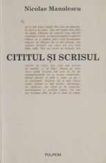 Cititul si scrisul - Nicolae Manolescu (cateva sublinieri)