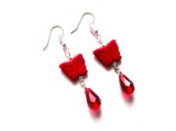 cercei cu fluturas din howlite rosu 42885