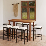 Cumpara ieftin Set mobilier bar de grădină cu perne, 9 piese, maro