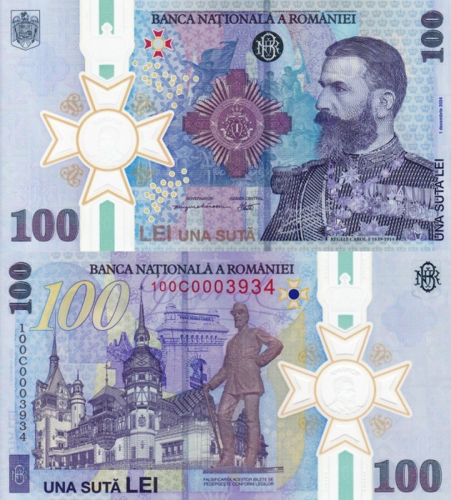ROMANIA 100 lei 2024 polymer + FOLDER + PLIC BNR UNC!!!