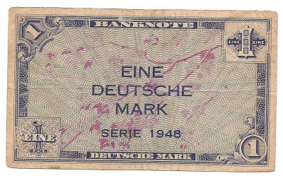 Germania 1 Deutsche Mark 1948 - U.S. Army Command, Cod 01, P-2 foto