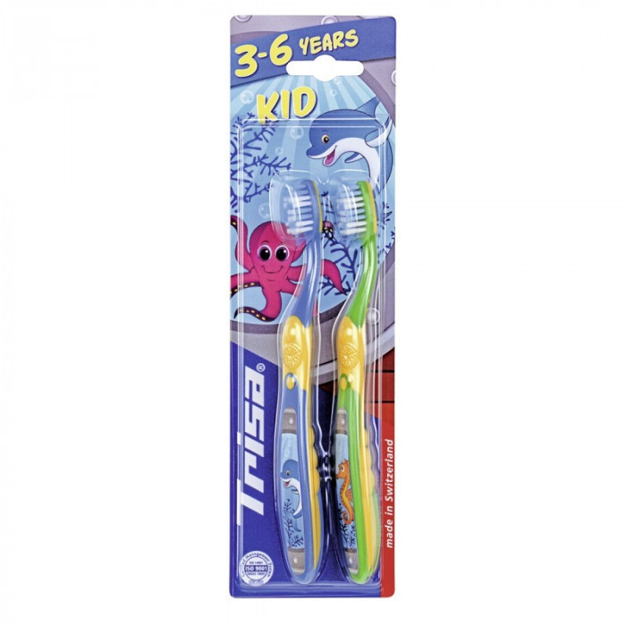 Set 2 periute de dinti Trisa Kid Duo Promo, cap scurt