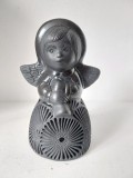 Statueta ceramica neagra inger, ingeras, facut manual de artizani in Oaxaca Mexico, 19cm inaltime