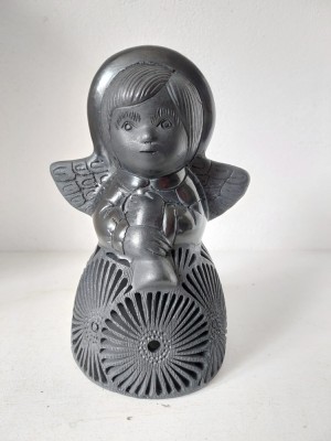 Statueta ceramica neagra inger, ingeras, facut manual de artizani in Oaxaca Mexico, 19cm inaltime foto