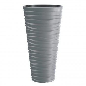 Ghiveci decorativ de flori, Curver Sand rotund, Gri, 39x75 cm foto