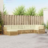 vidaXL Set de canapele de exterior cu pernă 7 pcs Alb și crem 3390825
