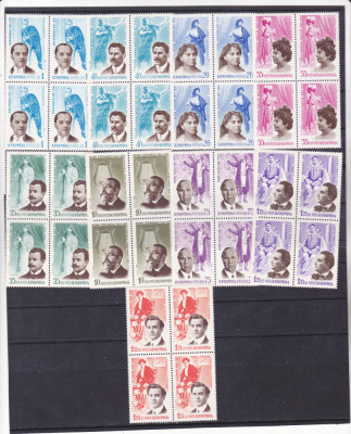 1964 LP 578 FIGURI DE SEAMA DIN TRECUTUL OPEREI ROMANESTI BLOCURI DE 4 MNH foto