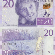 SUEDIA █ bancnota █ 20 Kronor █ 2015 █ P-69a █ UNC necirculata