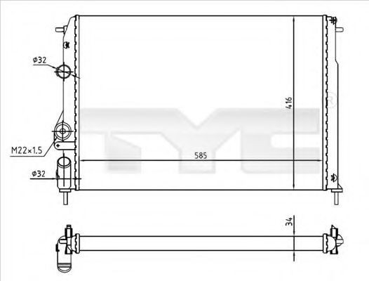 Radiator, racire motor DACIA LOGAN (LS) (2004 - 2016) TYC 728-0055-R