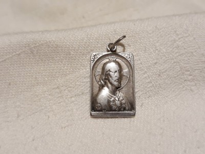 argint MEDALION ISUS HRISTOS foarte vechi SPANIA rar PATINA MINUNATA de colectie foto