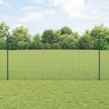 VidaXL Gard din s&acirc;rmă sudată cu 22 de st&acirc;lpi U Verde 1.2x50 m Oțel