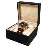 Cutie Ceas Piele Ecologica Neagra Watchbox WZ985, Depozitare 1 Ceas, 11.5x11x7.5cm