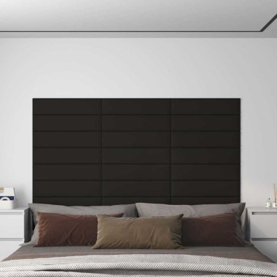 vidaXL Panouri de perete, 12 buc., negru, 60x15 cm, textil, 1,08 m&amp;sup2; 343824 foto
