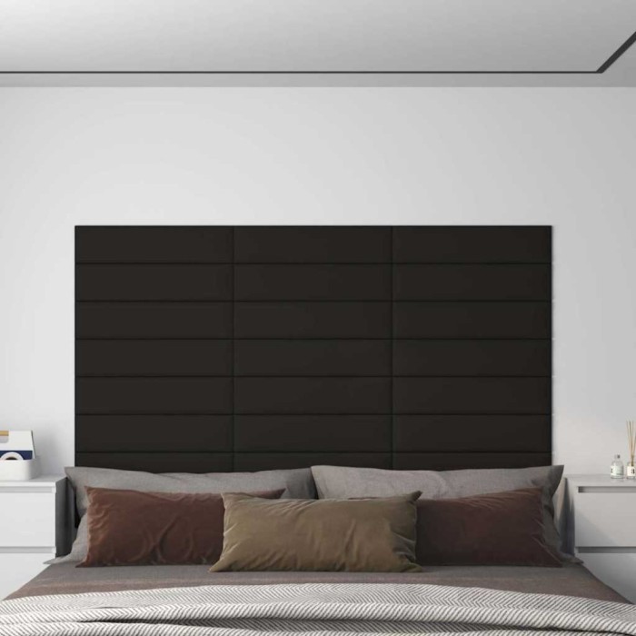 vidaXL Panouri de perete, 12 buc., negru, 60x15 cm, textil, 1,08 m&sup2; 343824