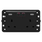 TWIN SWITCHED SOCKET-OUTLET - Standard englez - 2P+E 13 A - BACKLIT - BLACK - CProiector HORUS