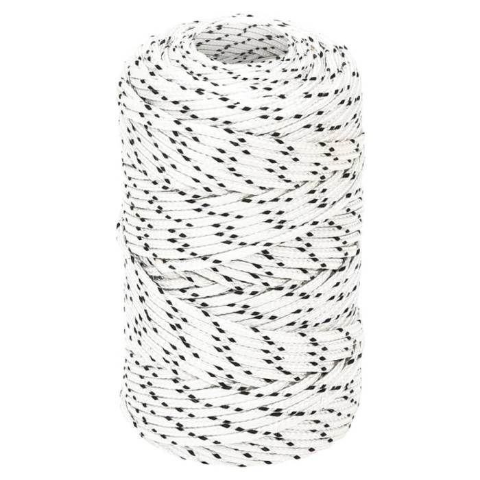 Fr&acirc;nghie &icirc;mpletită pentru barcă, alb, 2 mm x 500 m, poliester