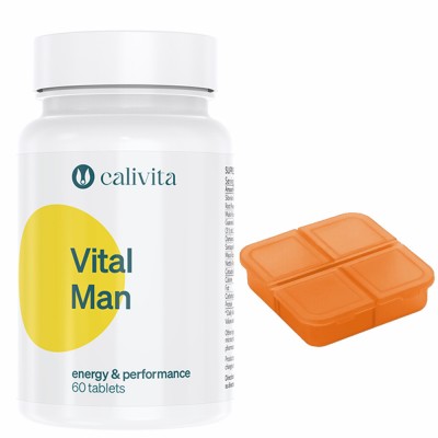 Set supliment alimentar si cutie pilule, sustine Functia Sexuala si Libidoul, Vital Man, pentru Barbati (60 tablete) - Calivita foto