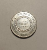 Brazilia 1000 Reis 1861 Piesa Frumoasa