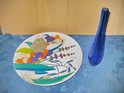 B149-I Aplica platou mare+ Vaza albastra Rosenthal modern stil Art Deco. foto