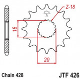 Pinion fata 13 dinti pas lant 428 - Kreidler Dice - Enduro 125cc - Suzuki DR 125 S (82-84) - GN 125 (94-99) - GS 125 S (99) - RM 125 (75-78)