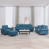 vidaXL Set de canapele cu perne, 4 piese, albastru, catifea 3202209