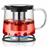 Cumpara ieftin Ceainic sticlă cu infuzor inox Koken, 1500 ml, rezistent la temperaturi, pentru plită și cuptor microunde, compatibil mașina de spălat vase, transpare