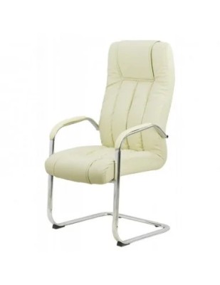 Scaun vizitator de birou OFF 8115, ergonomic, piele ecologica, cadru cromat tip sanie, 120 kg foto