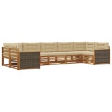 vidaXL Set de canapele de exterior cu pernă 7 pcs Natural și Bej 3383801