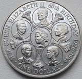 1 Dollar 1986 Cook Islands,60th Anniversary of the Birth of Queen Elizabeth , km#31, 38,74 mm