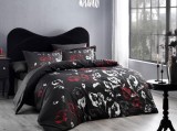 Cumpara ieftin Lenjerie Family Tallin Negru, cu 2 cearsafuri de Pilota (Satin Deluxe)