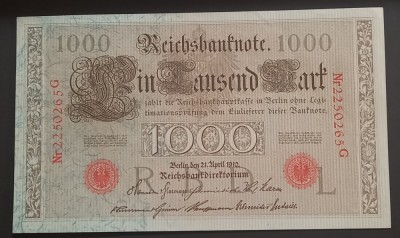 Germania, 1.000 Mark 1910, serie roșie. foto