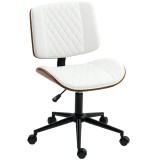 HOMCOM Scaun de birou, &icirc;nălțime reglabilă, cu role, cusut &icirc;n formă de diamant 52 x 53 x 80-90 cm Alb | Aosom Romania
