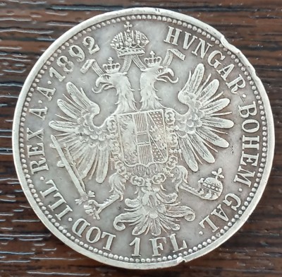 (A902) MONEDA DIN ARGINT AUSTRIA - 1 FLORIN 1892, FRANZ JOSEPH foto