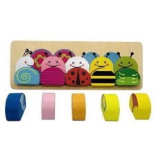 Puzzle Incastru din lemn 3d Montessori, joc de asociere, insecte