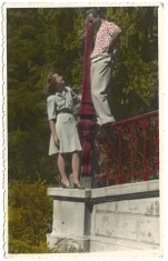 P1866N Fotografie colorizată din perioada regalității, studio Bilinski, București