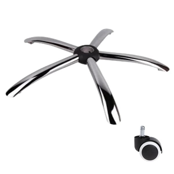 Set baza pentru scaun directorial, 60 cm si rolă universală, cauciuc