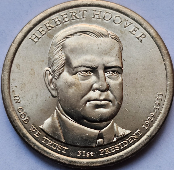 Monedă 1 Dollar 2014 USA, Herbert Hoover, 31th President, unc-Aunc, litera D