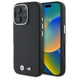 Husa pentru iPhone 16 Pro Max - BMW Leather M Smooth Full Wrapped Metal MagSafe (BMHMP16X23PMWK) - Black