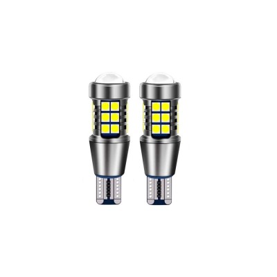 Set 2 leduri t15 w16w cu lupa , 27 smd, canbus , alb 6000k foto